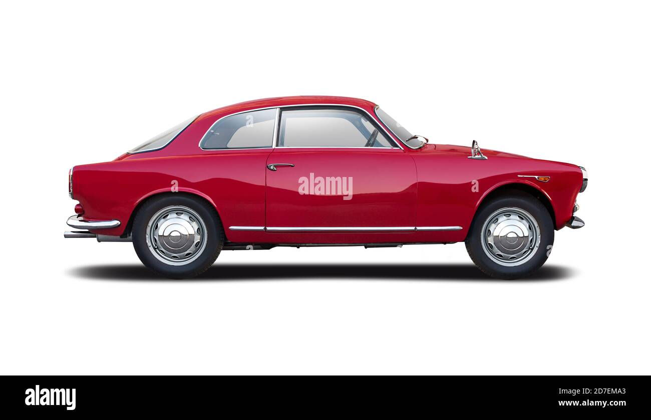 Wallpaper #NGcu_JIBSpphPi3-_JdS283 Red Classic Italian Sport Car Side View Isolated on White Red Classic
