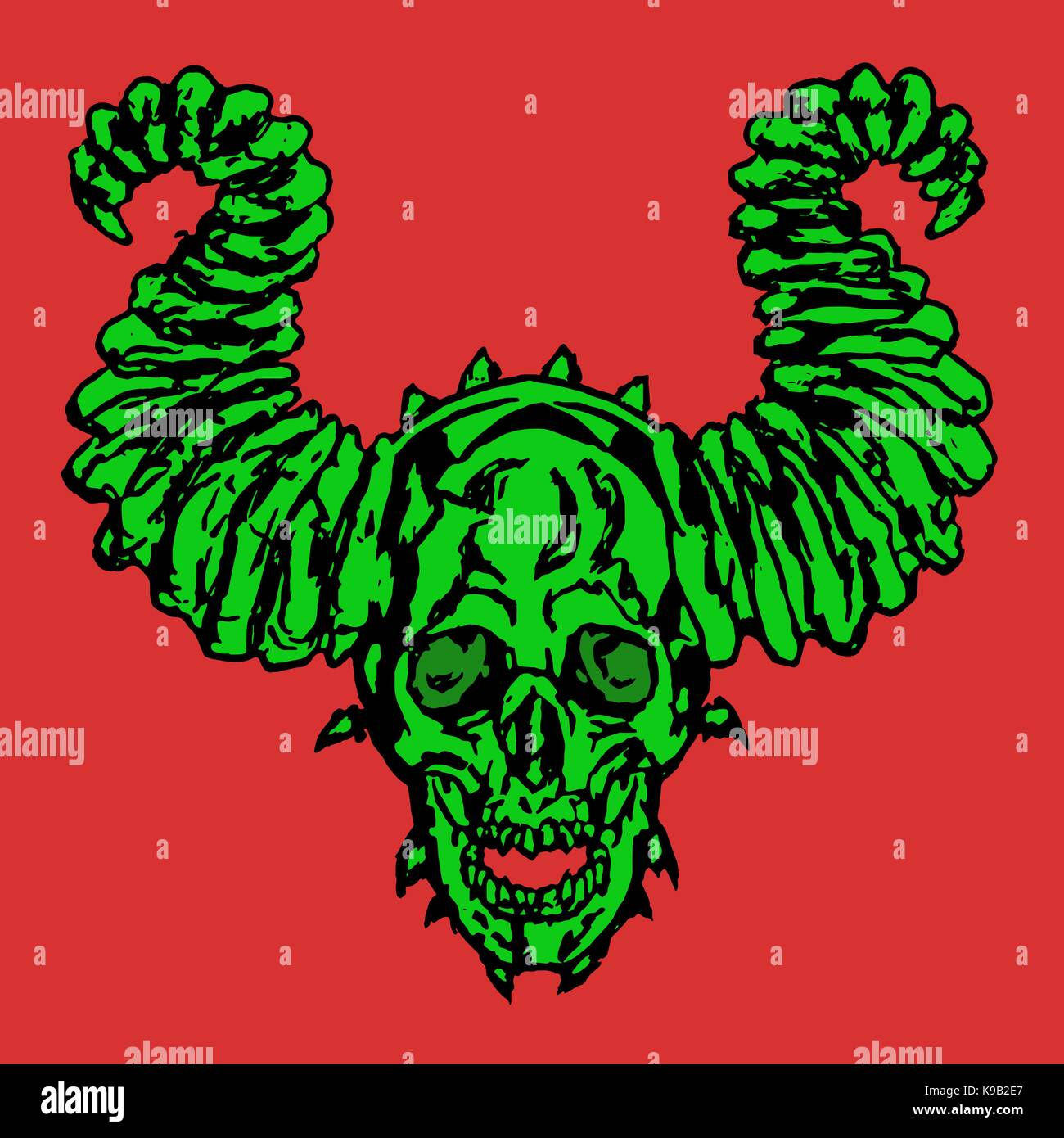 Wallpaper #z2gAIJMBSpphPi3-Jyw-330 Horror Demonic Skull with Horns Vector Illustration Apocalypse Demon