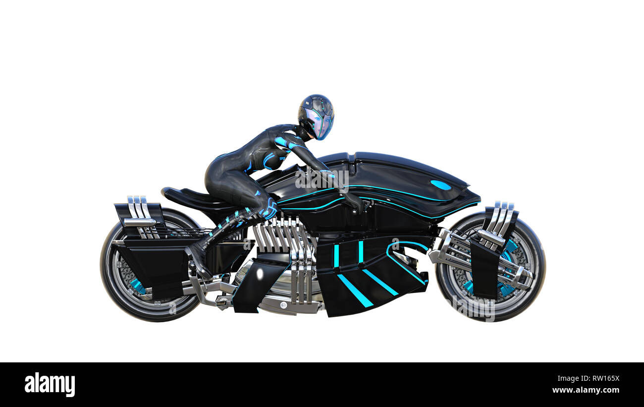Wallpaper #l7h715IBJvJKYCmEbeMf95 Biker Girl with Helmet Riding a Sci Fi Bike Black Futuristic