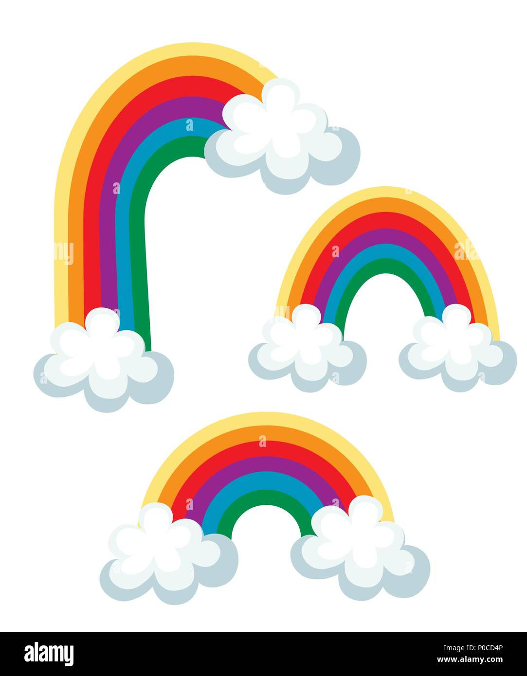 Wallpaper #_2eP9ZIBSpphPi3-1n_c24 Set of Color Rainbows with Clouds Three Different Rainbow Vector