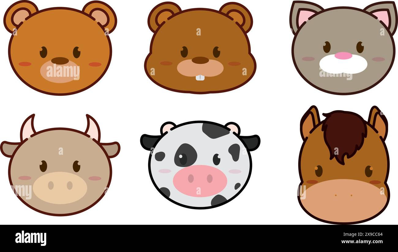Wallpaper #9fCngJcBi4JM6agG7CG_193 Set of Kawaii Animal Emoticons Vector Illustration Stock Vector Image