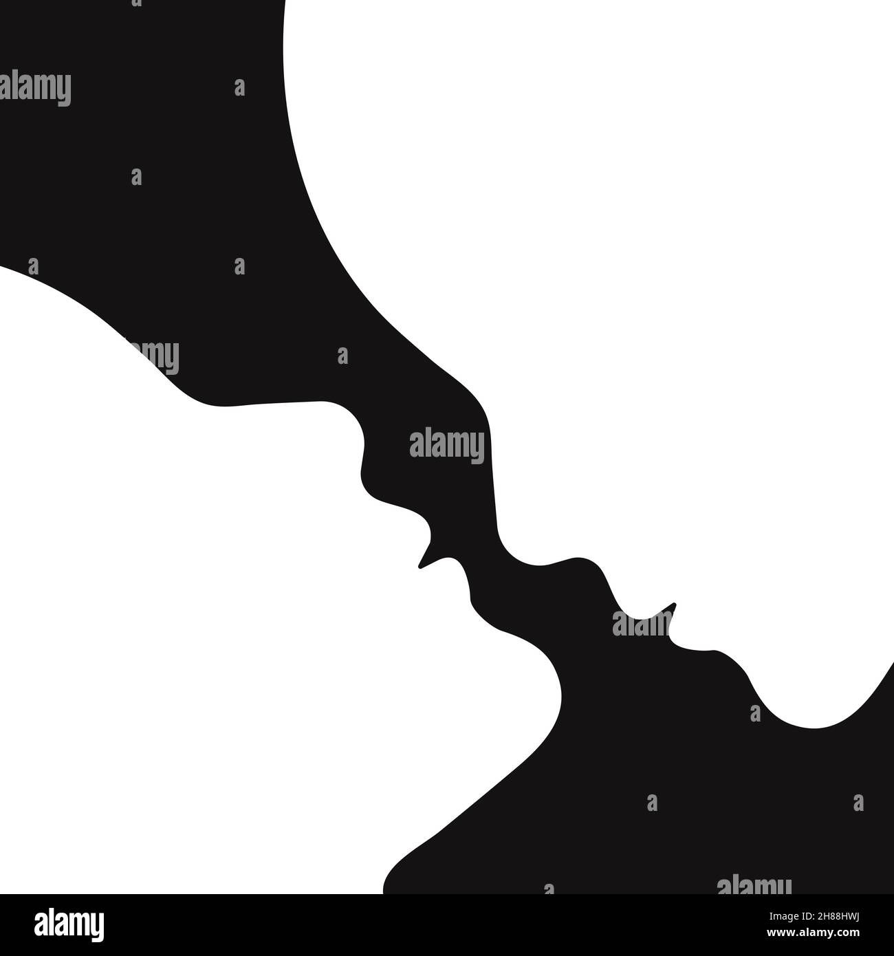 Wallpaper #_wM6Y5MBpyOg8YnEo9Sb290 Abstract Profiles of Two People Poster with Silhouettes of Girls