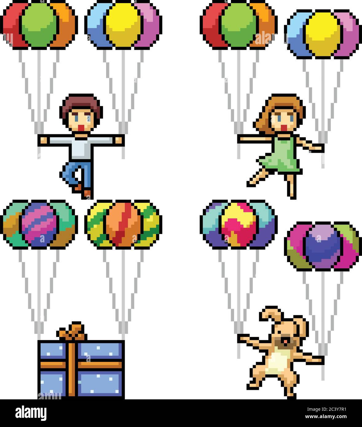 Wallpaper #a0D6MJMBJhL2WPbaiMSr28 Vector Pixel Art Character Balloon Isolated Set Stock Vector Image