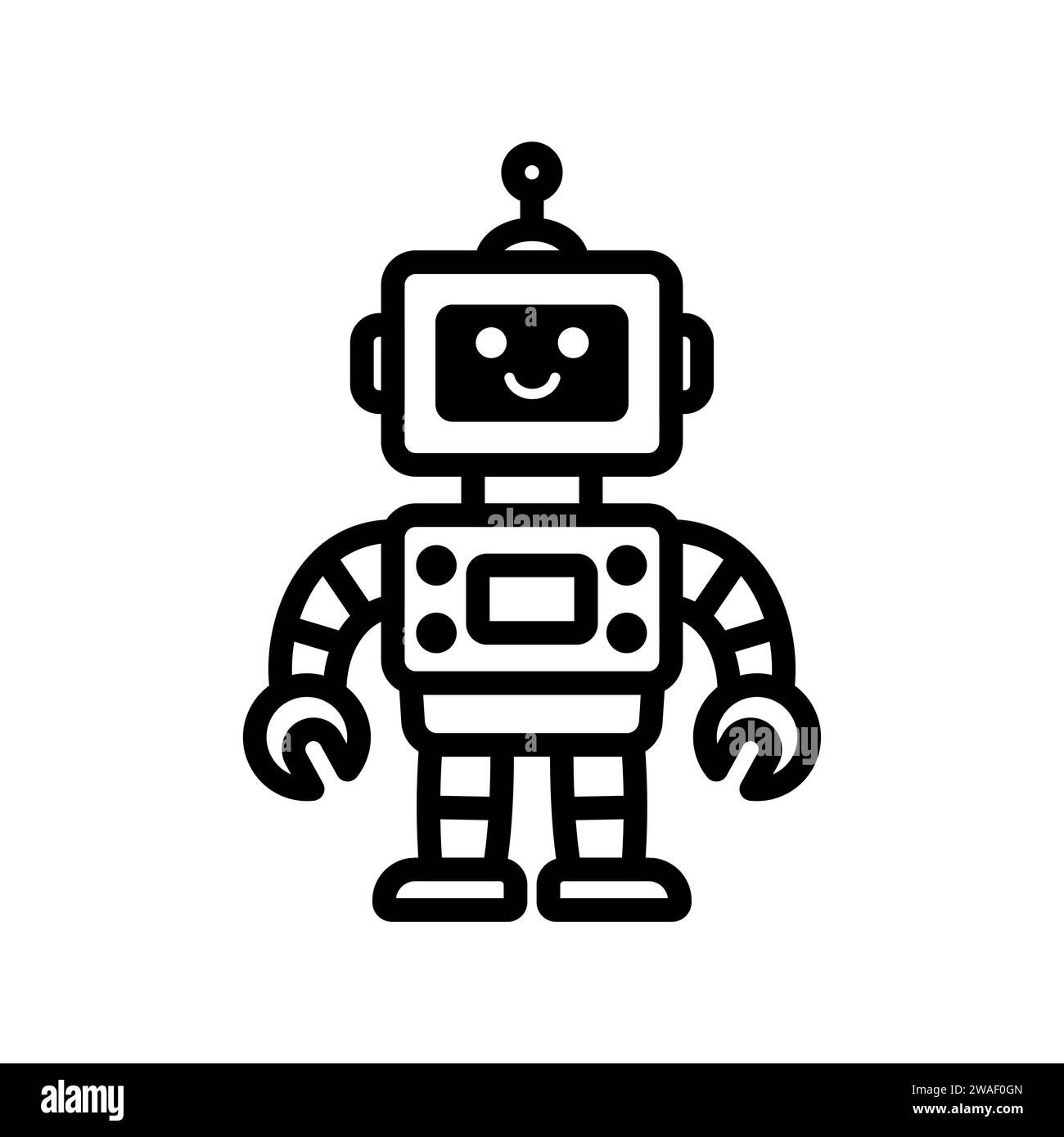 Wallpaper #HWcK_pIBSpphPi3-ZJ54120 Happy Funny Cartoon Childish Robot Line Icon Machine Technology Cyborg