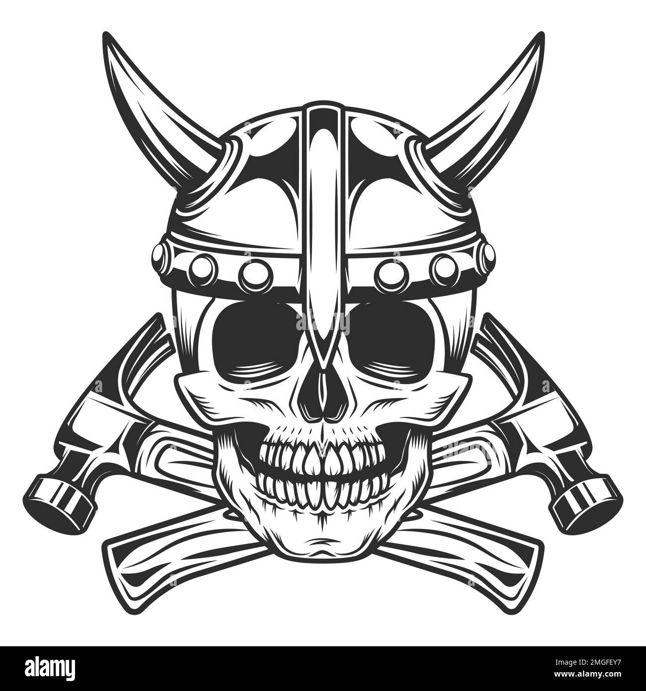 Wallpaper #uWfOCZMBSpphPi3-_NHR242 Skull with Viking Helmet and Crossed Hammer Business Builder from New