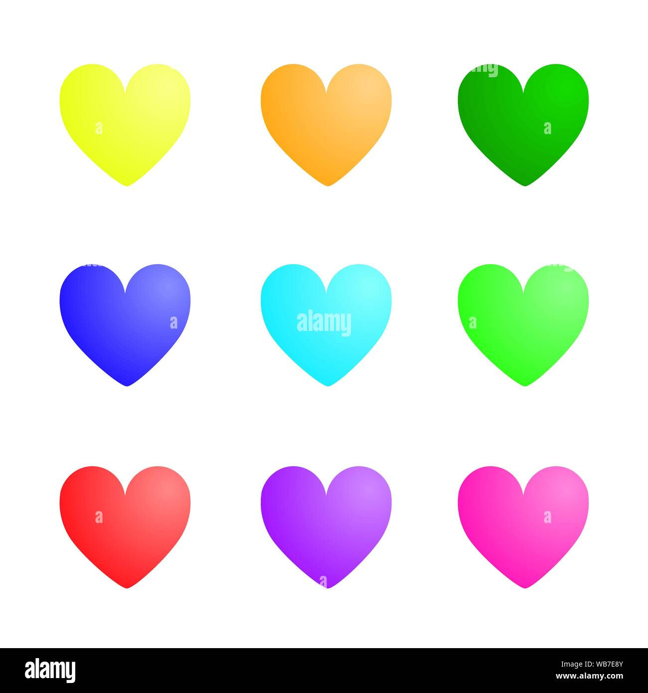 Wallpaper #Tmd395IBSpphPi3-tobx281 Colorful Heart Nine Hearts with Different Colors Yellow Orange