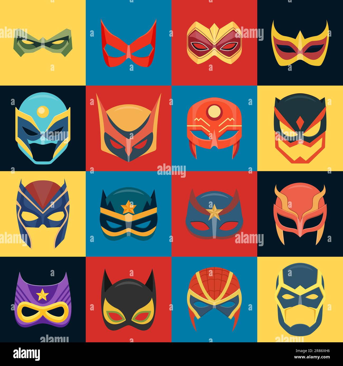 Wallpaper #m2fSBJMBSpphPi3-n7nR18 Vector Super Hero Masks Set in Flat Style Face Character Superhero
