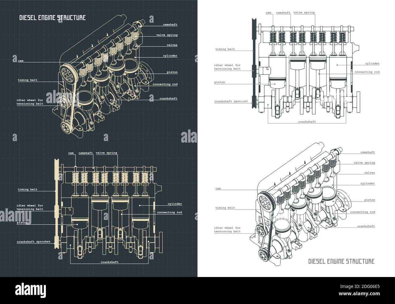 Wallpaper #K0aRVZcBqAgmjOk2kl5o122 Vector Drawings and Basic Structure of a Diesel Four Cylinder Engine