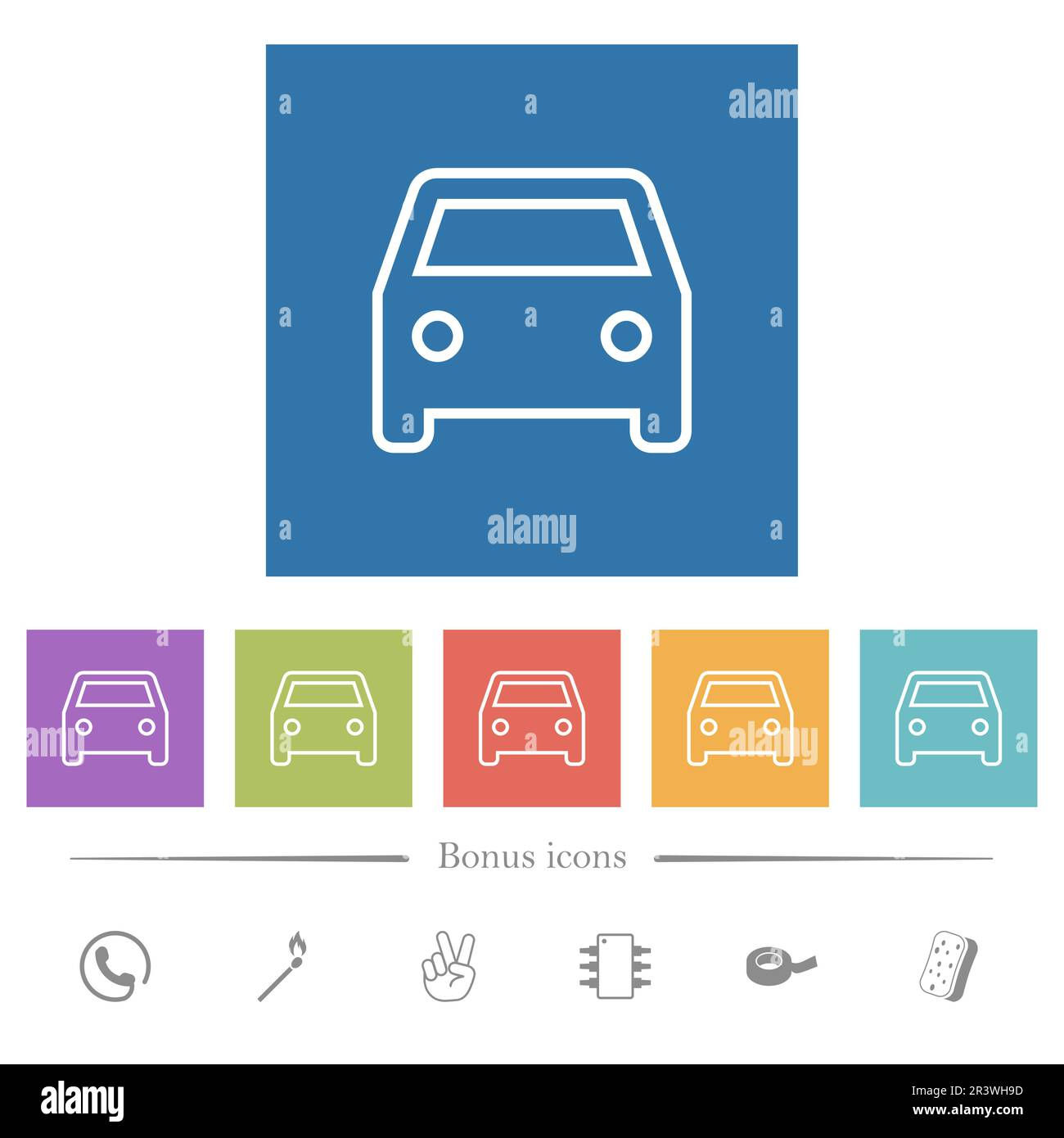 Wallpaper #SCzLSZMB0E1QgA7wqPTc254 Single Old Car Front View Outline Flat White Icons in Square