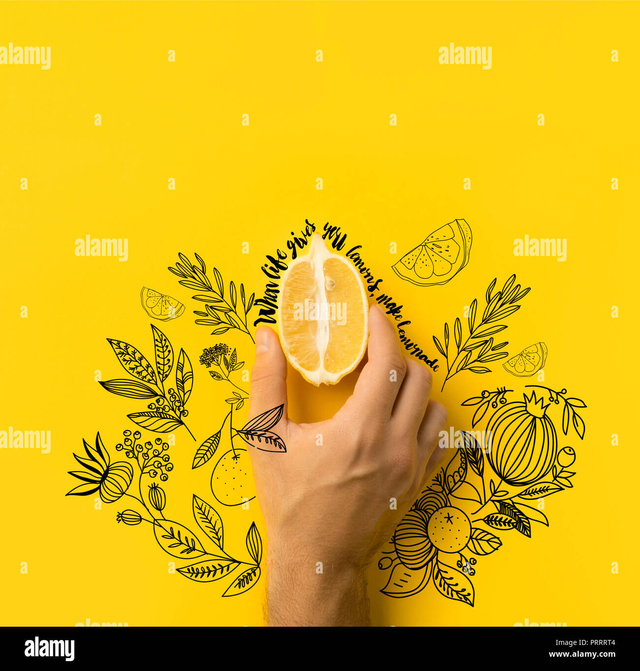 Wallpaper #02ewD5MBSpphPi3-Ae9s387 Man Holding Half of Lemon Isolated on Yellow with When Life Gives You