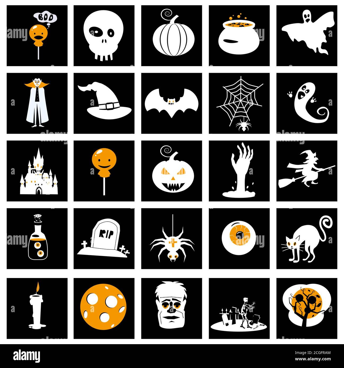 Wallpaper #RPS3OZMBKFX8bn3r6ncE261 Set Halloween Icons and Illustrations Colorful Pumpkins Bat Owl Ghost