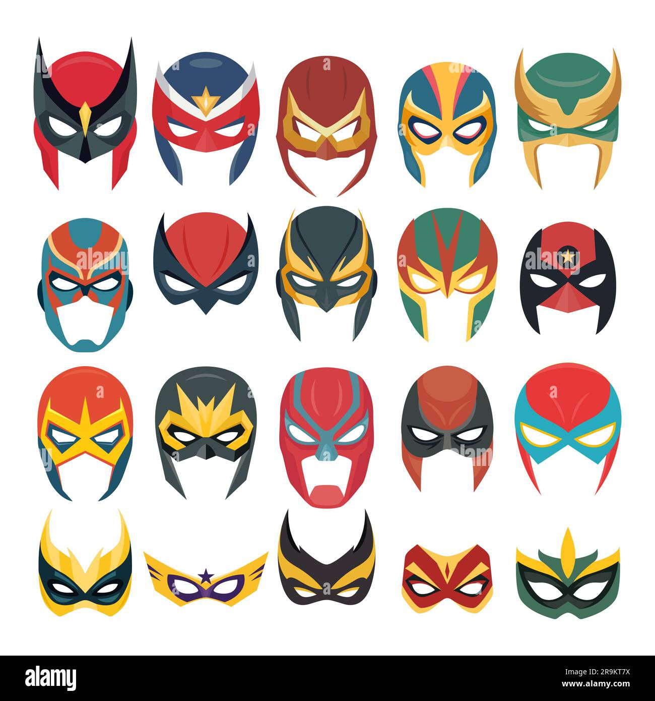 Wallpaper #m2fSBJMBSpphPi3-n7nR64 Vector Super Hero Masks Set in Flat Style Face Character Superhero