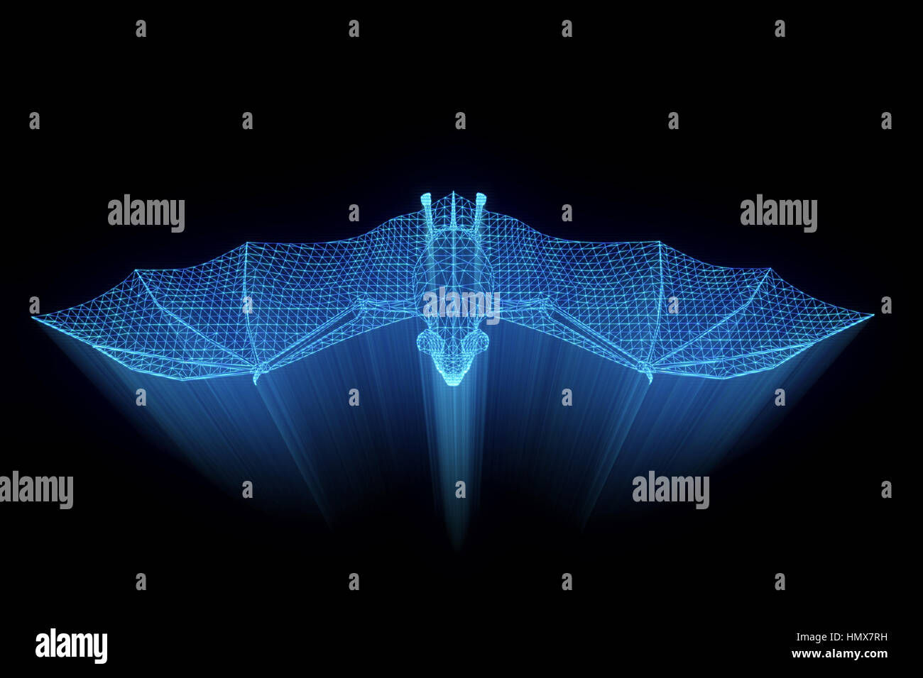 Wallpaper #S2cLE5MBSpphPi3-pP5k217 Giant Bat in Hologram Wireframe Style Nice 3D Rendering Stock Photo