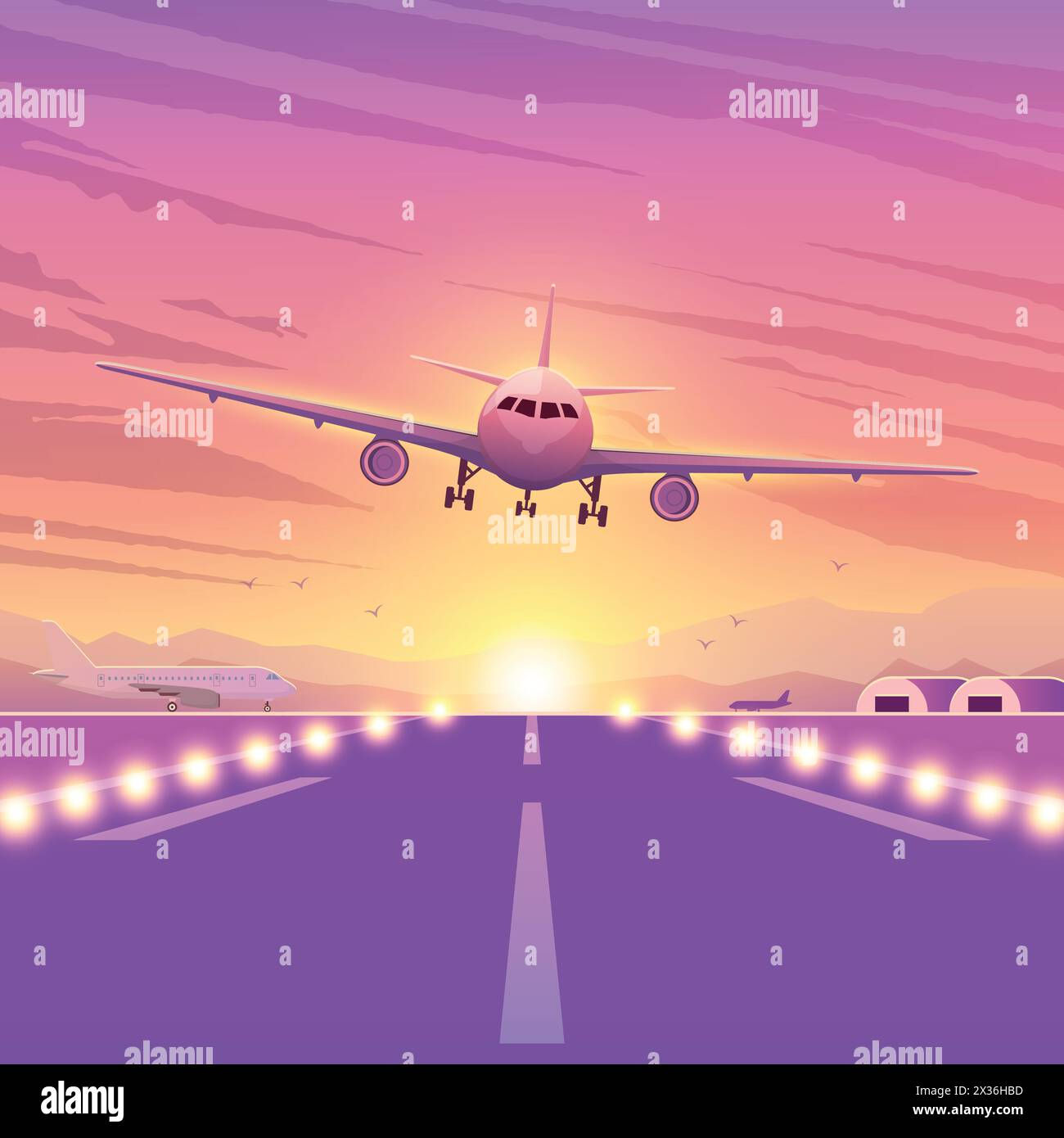 Wallpaper #0AOzZpMBpyOg8YnEcdtE383 Airport Evening View Stock Vector Images Alamy