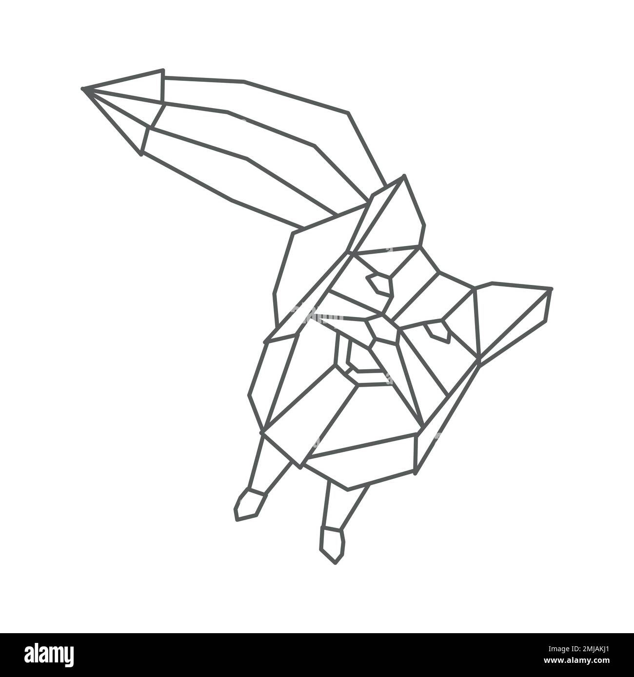 Wallpaper #fmeh-pIBSpphPi3-95Fq551 Cute Fox is Sitting Looking Up Geometric Linear Wild Animal Abstract
