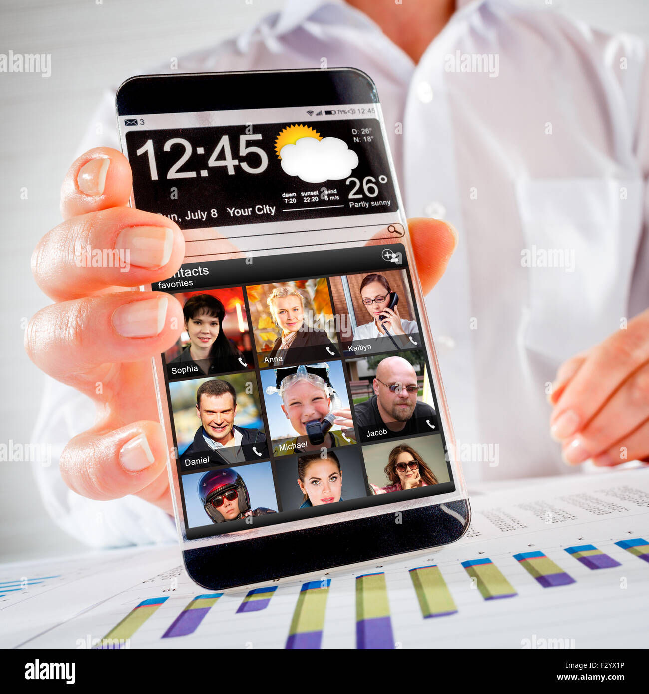 Wallpaper #zmfP-5IBSpphPi3-dpXT86 Futuristic Smart Phone Phablet with a Transparent Display in Human