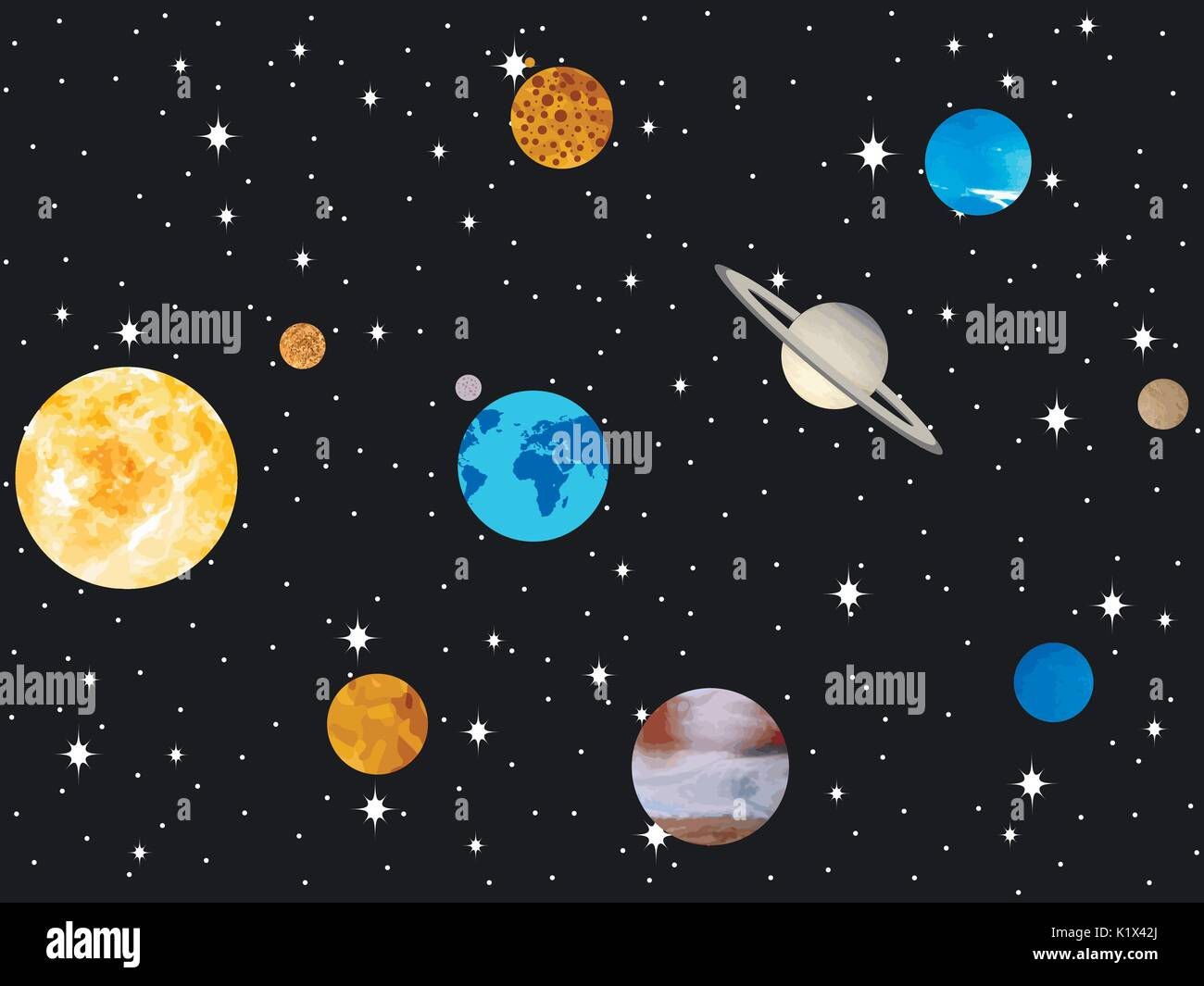 Wallpaper #CGc6B5MBSpphPi3-I8U6205 Planets of the Solar System Outer Space Open Space Vector Stock