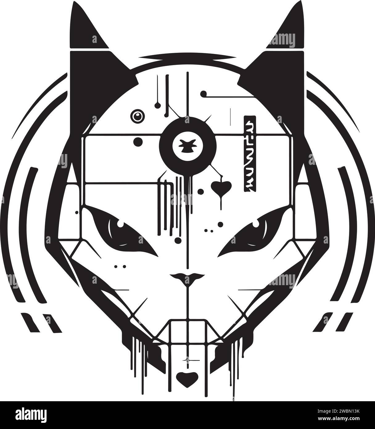 Wallpaper #2jufbpcBSWmA-tzpwY63199 Tech Illustration of Cyber Cat Character Mascot Logo Vector Design