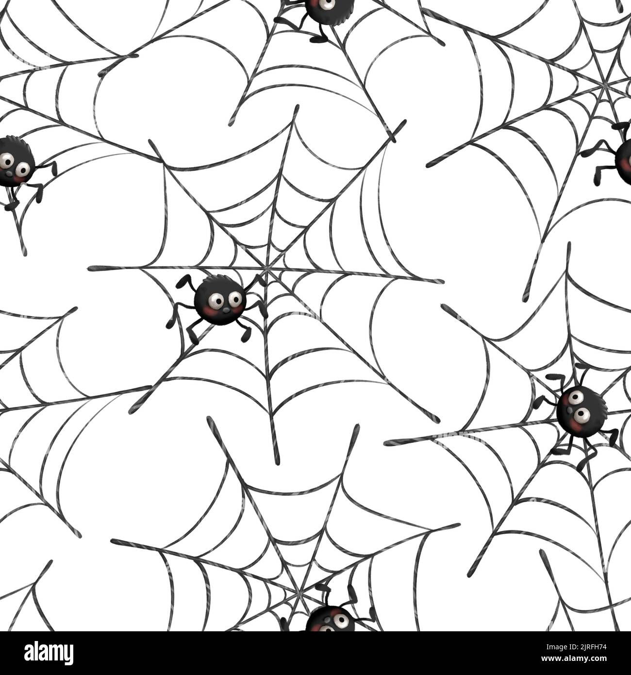 Wallpaper #zqkWiJcBxbDgA0Rl1O5S147 Spider Webs on White Background Seamless Pattern with Cartoon Spider