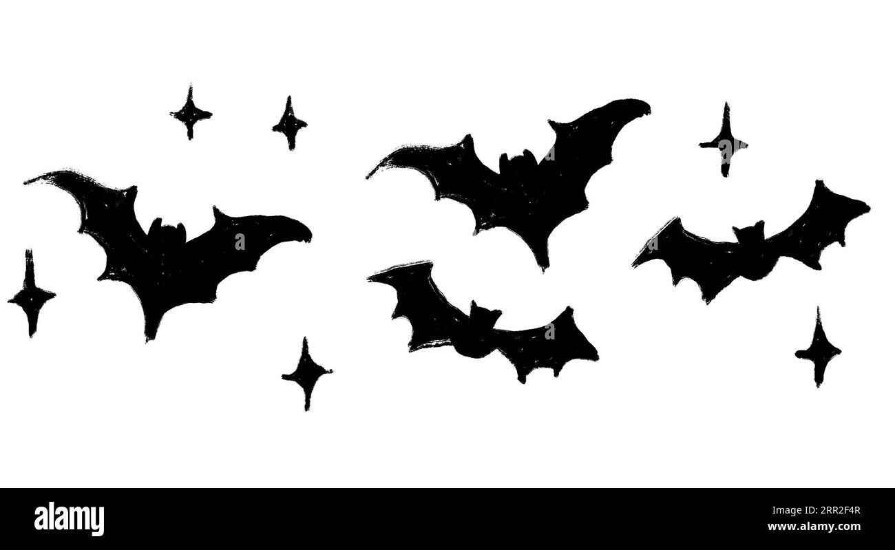 Wallpaper #r3KDMpMBX2lk1u3ogFrF29 Hand Drawn Illustration Border of Black Vampire Bats in Dark Night Sky