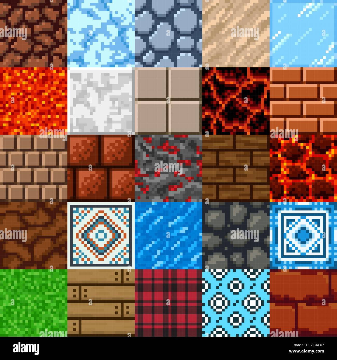 Wallpaper #6FMrNZMBYjRkjcHs2Ogk246 Retro 8 Bit Pixel Art Game Surface Patterns Set Vector Stone Ground