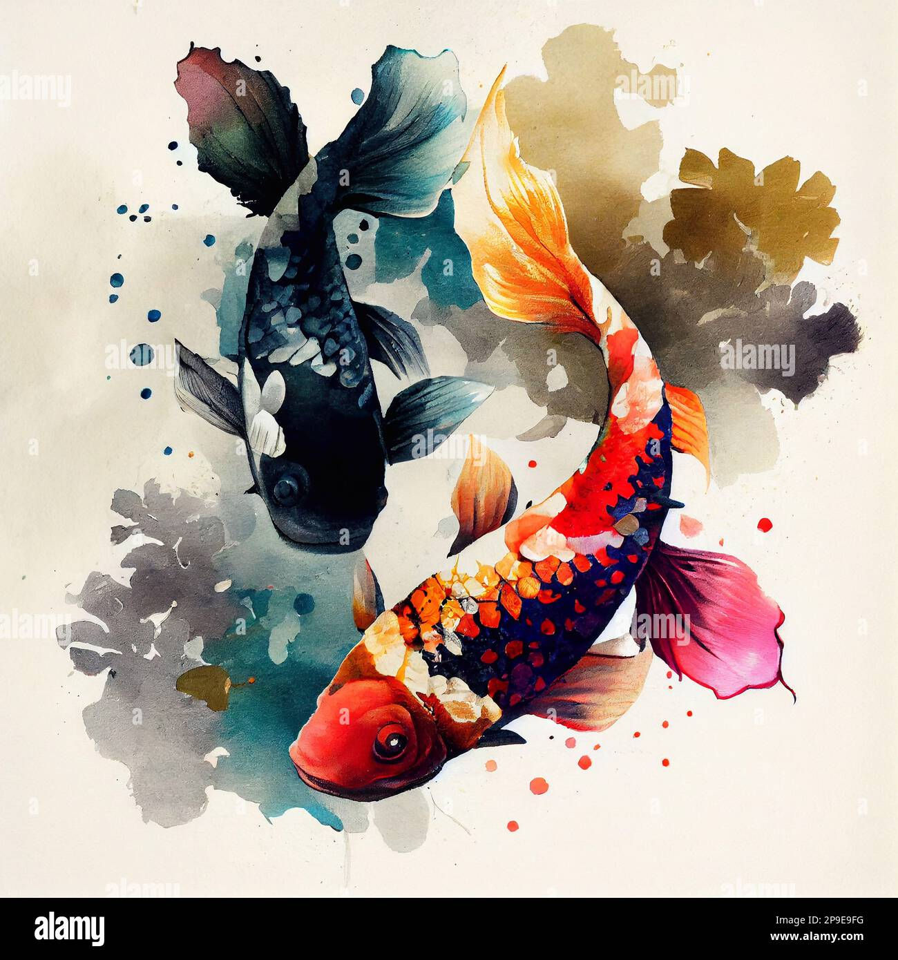 Wallpaper #4f2e6 Koi Fish Heart Original Watercolor Painting Etsy
