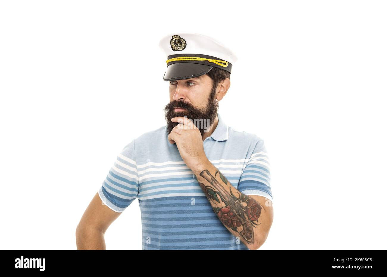 Wallpaper #0jEXNpMB5zzyi_yYPFik129 Man Bearded Captain Sailor Uniform Marine Cruise Tourism Concept Stock