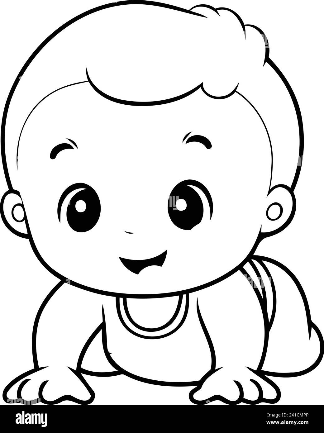 Wallpaper #9mdFCpMBSpphPi3-NNO0355 Cute Little Baby Boy Crawling on the Sand Vector Illustration Stock