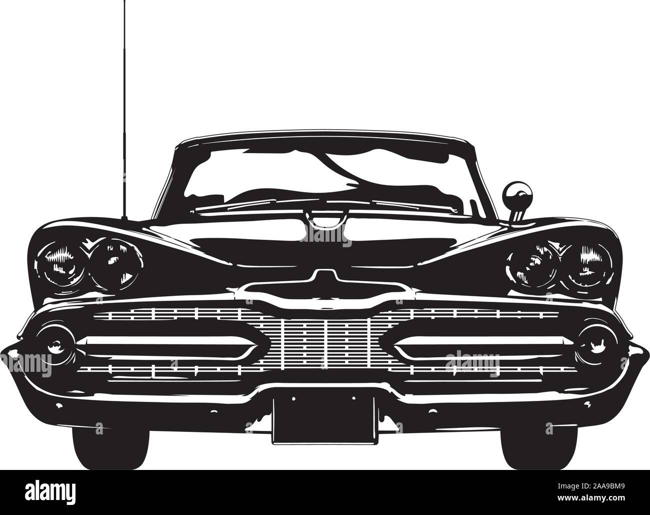 Wallpaper #SCzLSZMB0E1QgA7wqPTc123 Frontal View of a Vintage American Car Late 1950s Silhouette Vector