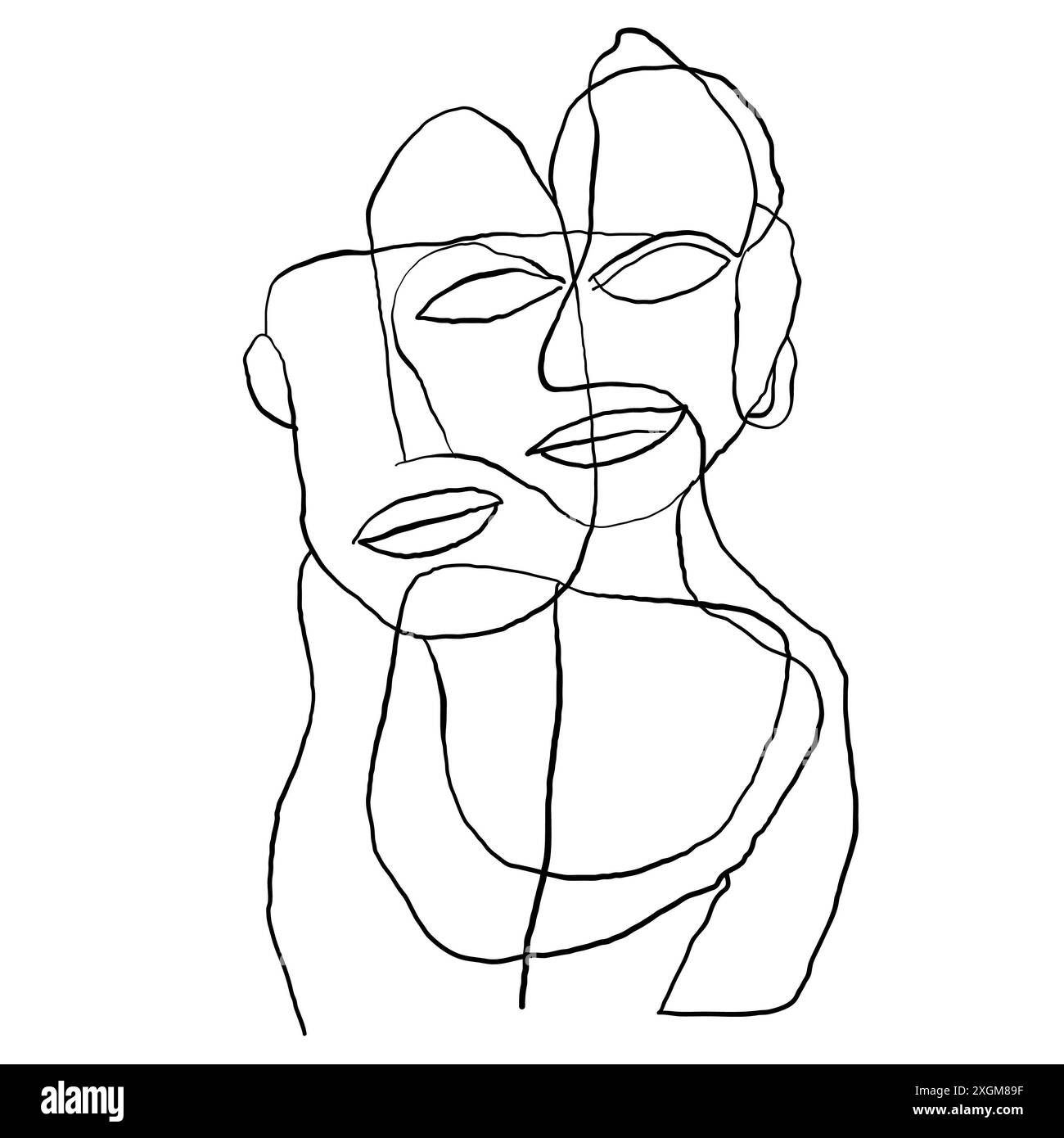 Wallpaper #osnRi5cB-VVLIetlP2iY191 Portrait in Modern Abstract Graphic Style Simple Hand Drawn Black and