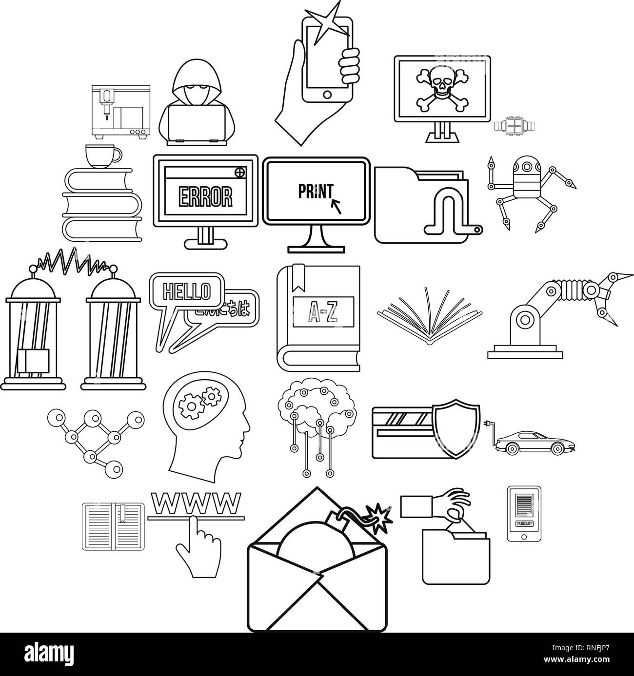 Wallpaper #WGh6GZMBSpphPi3-IxeB309 Cybernetics Icons Set Outline Style Stock Vector Image Art Alamy