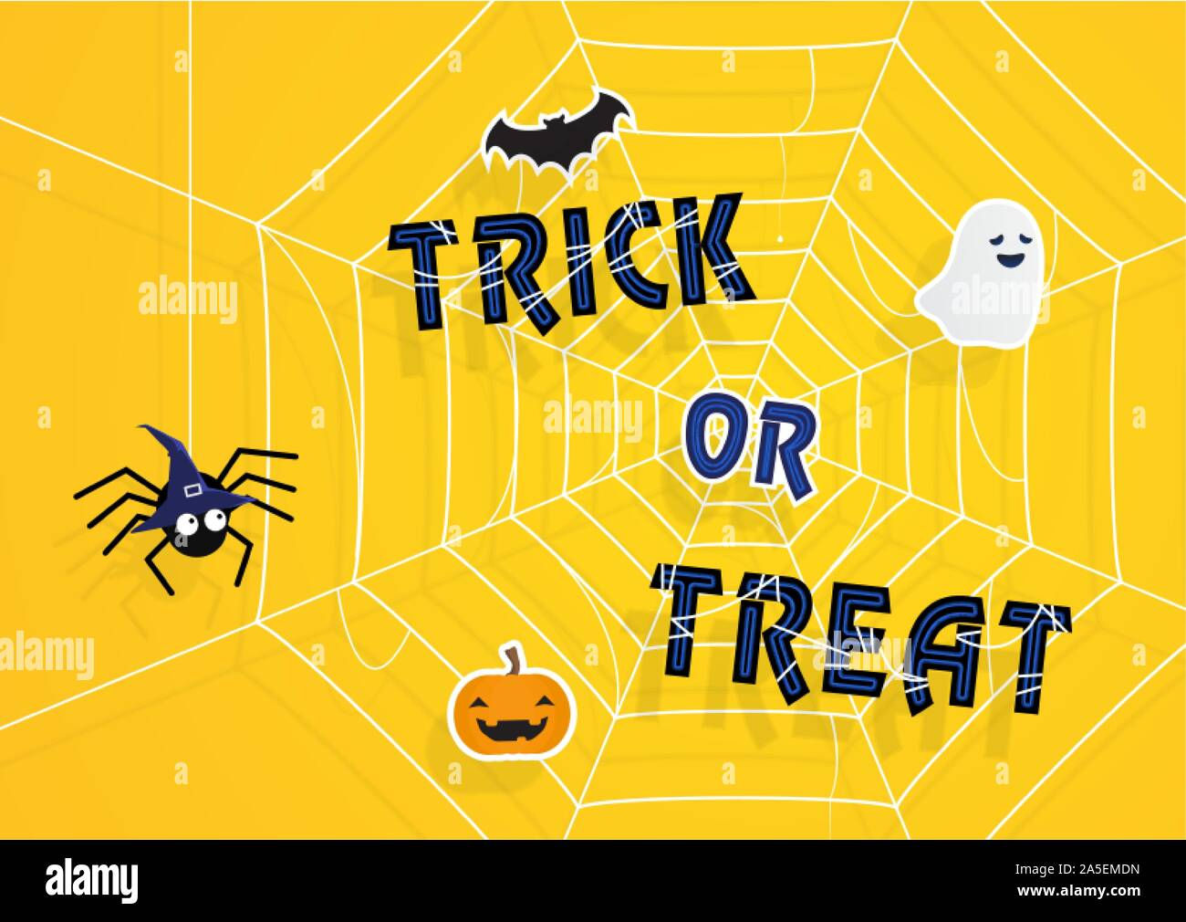 Wallpaper #RPS3OZMBKFX8bn3r6ncE178 Halloween Background with Trick or Treat Text Hanging Black Spiders