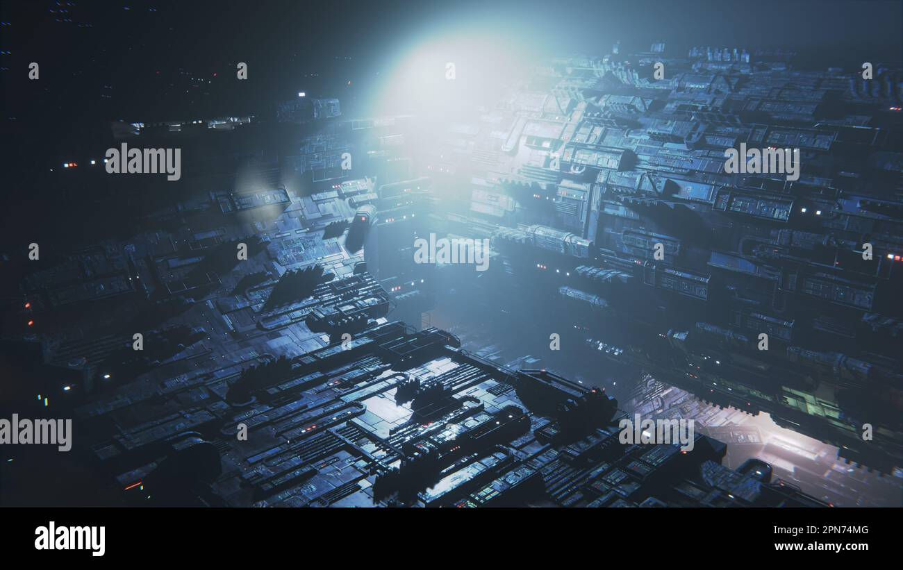 Wallpaper #RFjoM5MBzN9vxX340ToL196 Space City Station at Night Cyberpunk Ghetto Big City Base on an