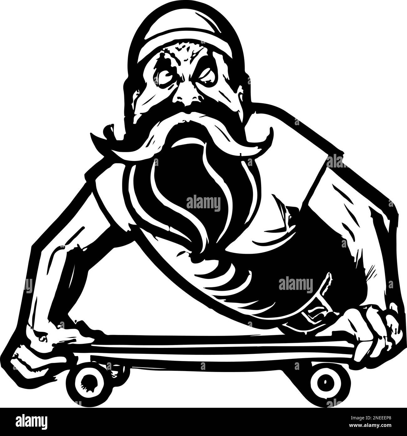 Wallpaper #9meRBpMBSpphPi3-2cE2233 Grim Bearded Man and Skateboard Logo Handmade Vector Art Stock Vector