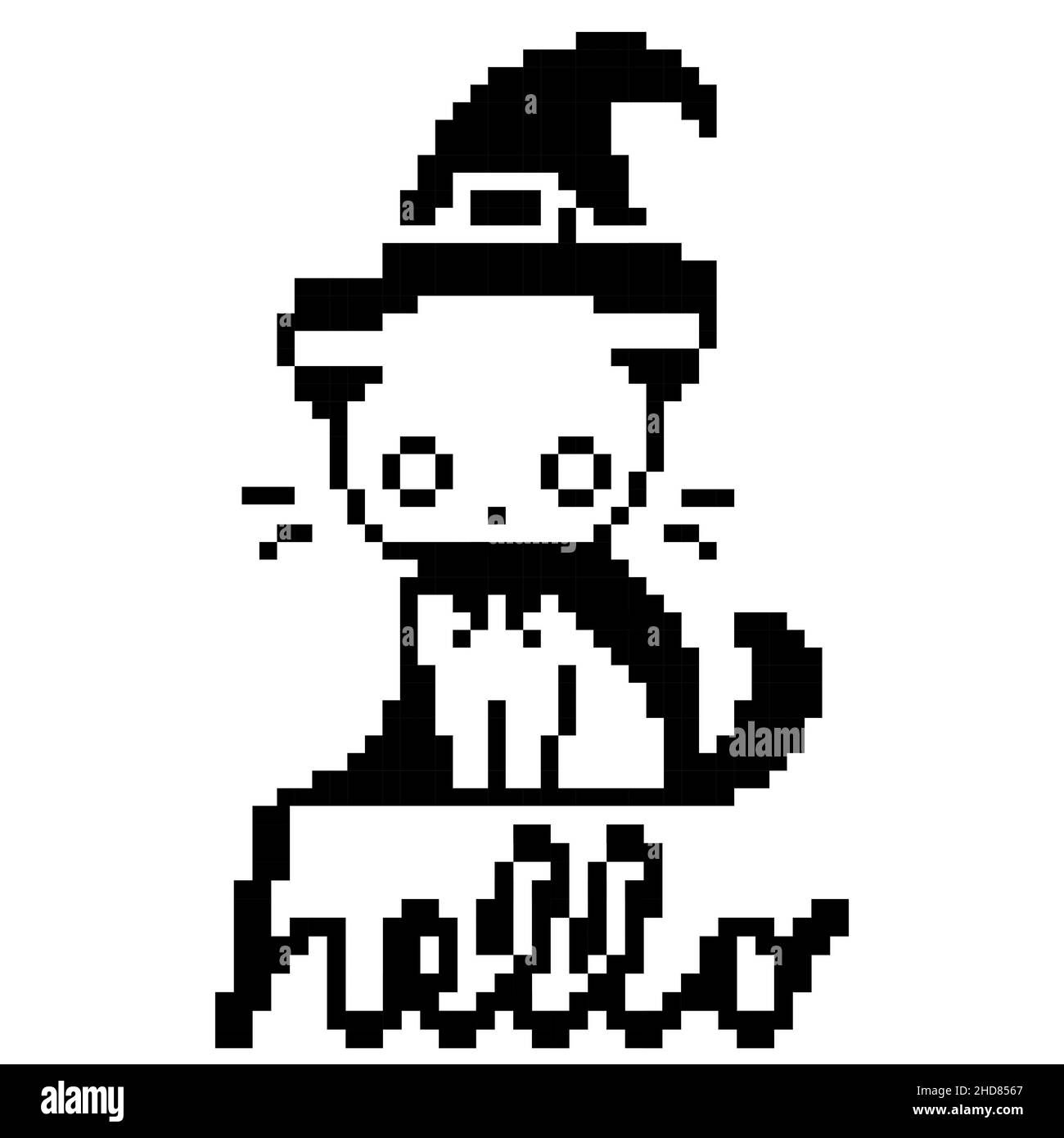 Wallpaper #42exDJMBSpphPi3-h9_r97 Black Cat Pixel Art Isolated on White Background Vector Illustration