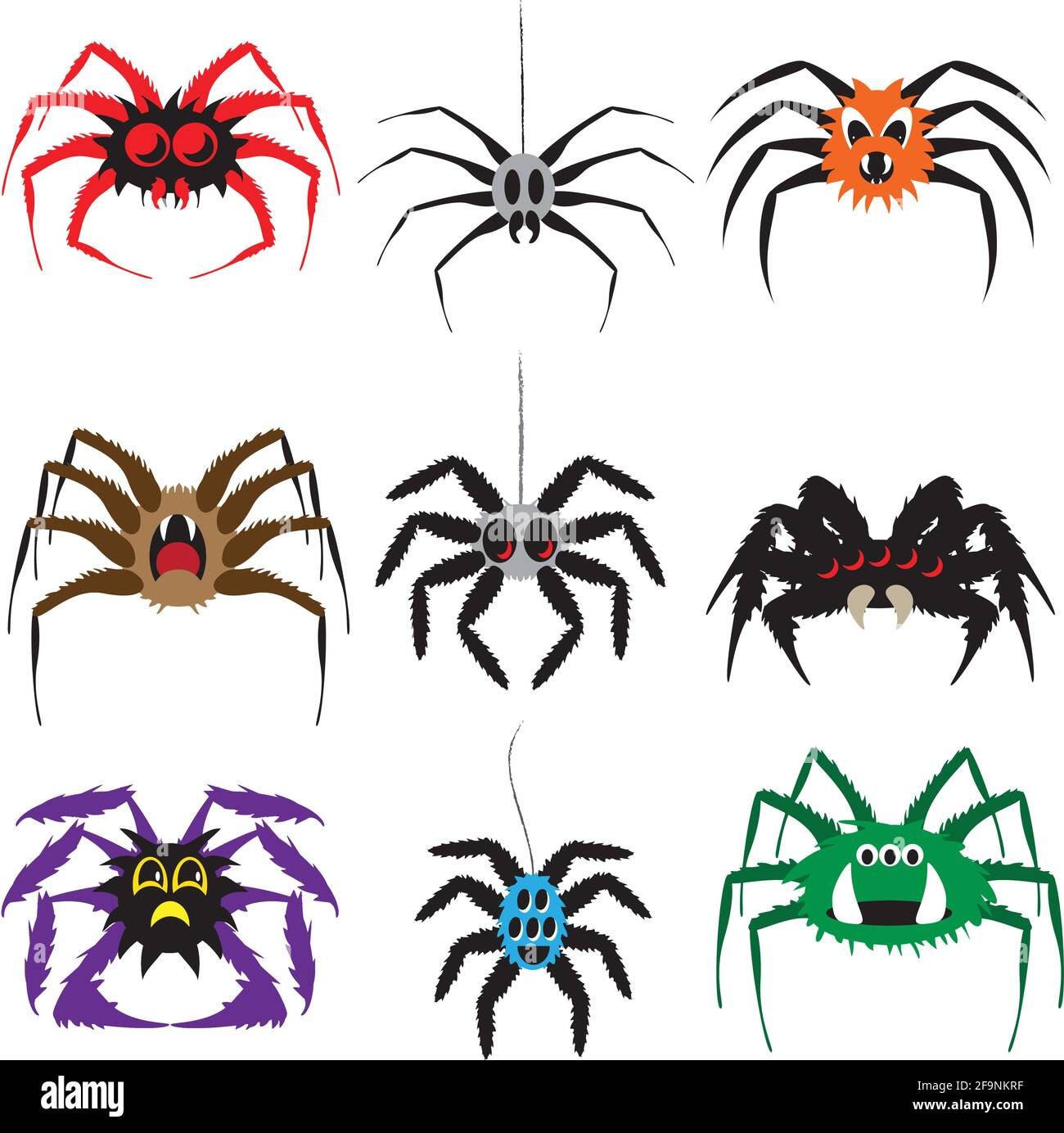 Wallpaper #9mdFCpMBSpphPi3-NNO050 Cartoon Character Spiders a Collection of Nine Illustrations Stock