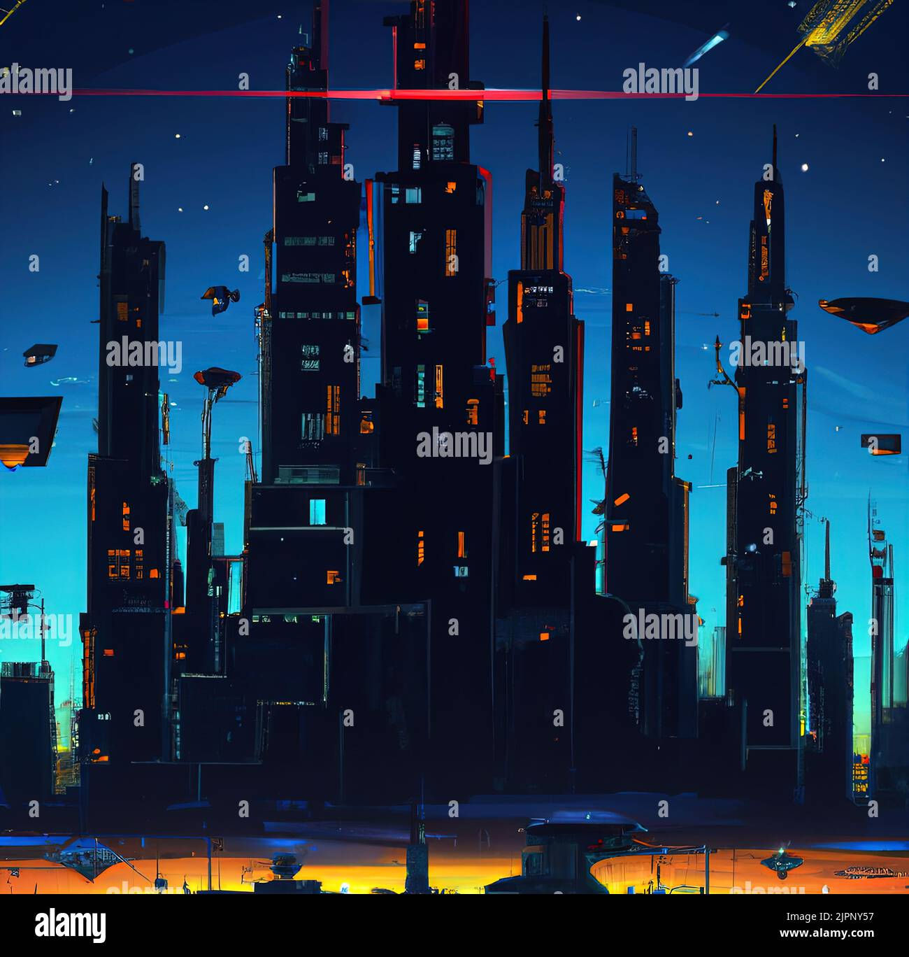 Wallpaper #TxlsAo8BtGB6xQ78AUre48 Cyberpunk Futuristic City 3D Illustration Neon Light and Skyscrapers
