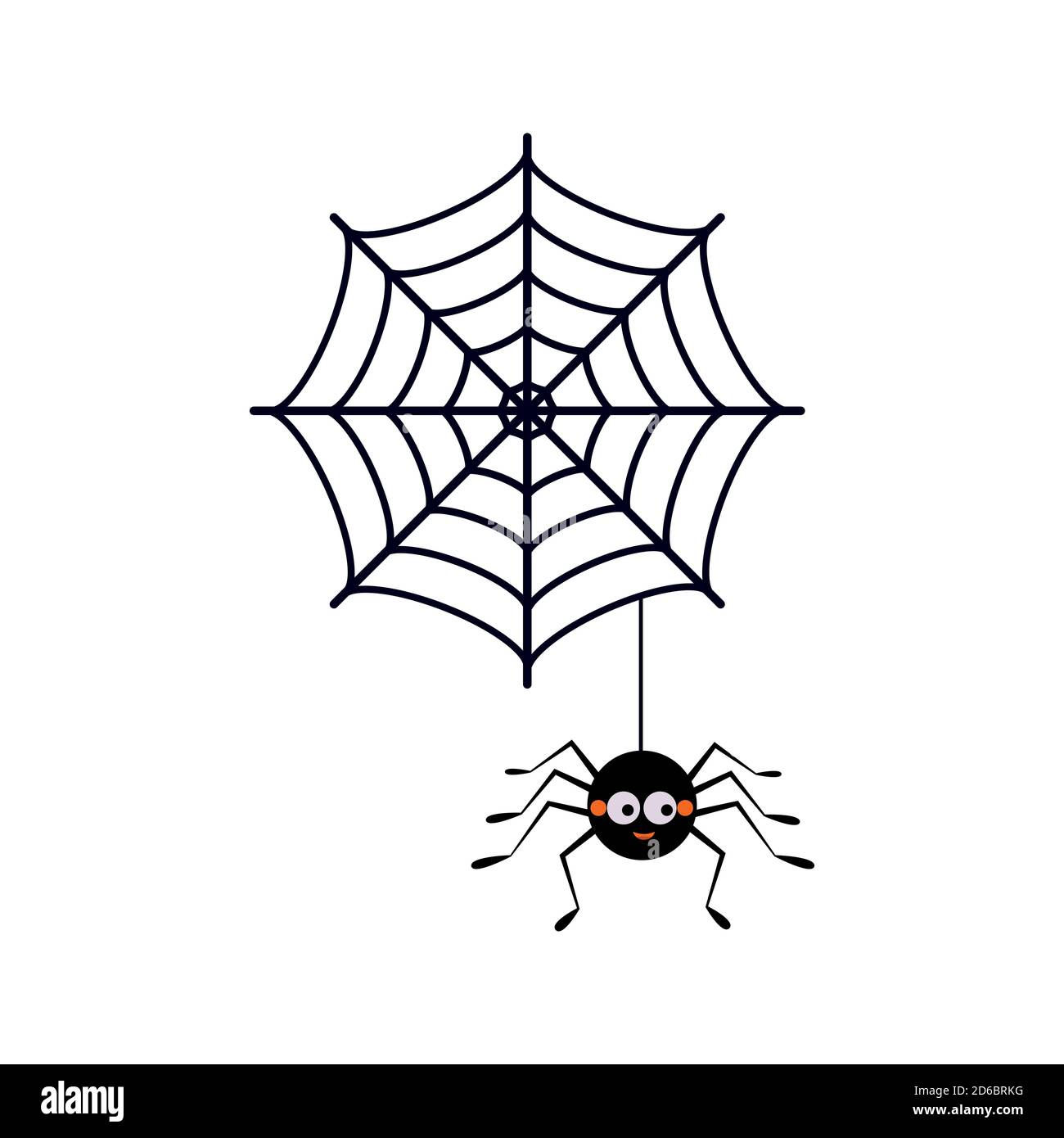 Wallpaper #PgDS6o4BSdW8dNouWhAL5 Cute Black Spider Hanging on a String with Cobwebs Icon Isolated on