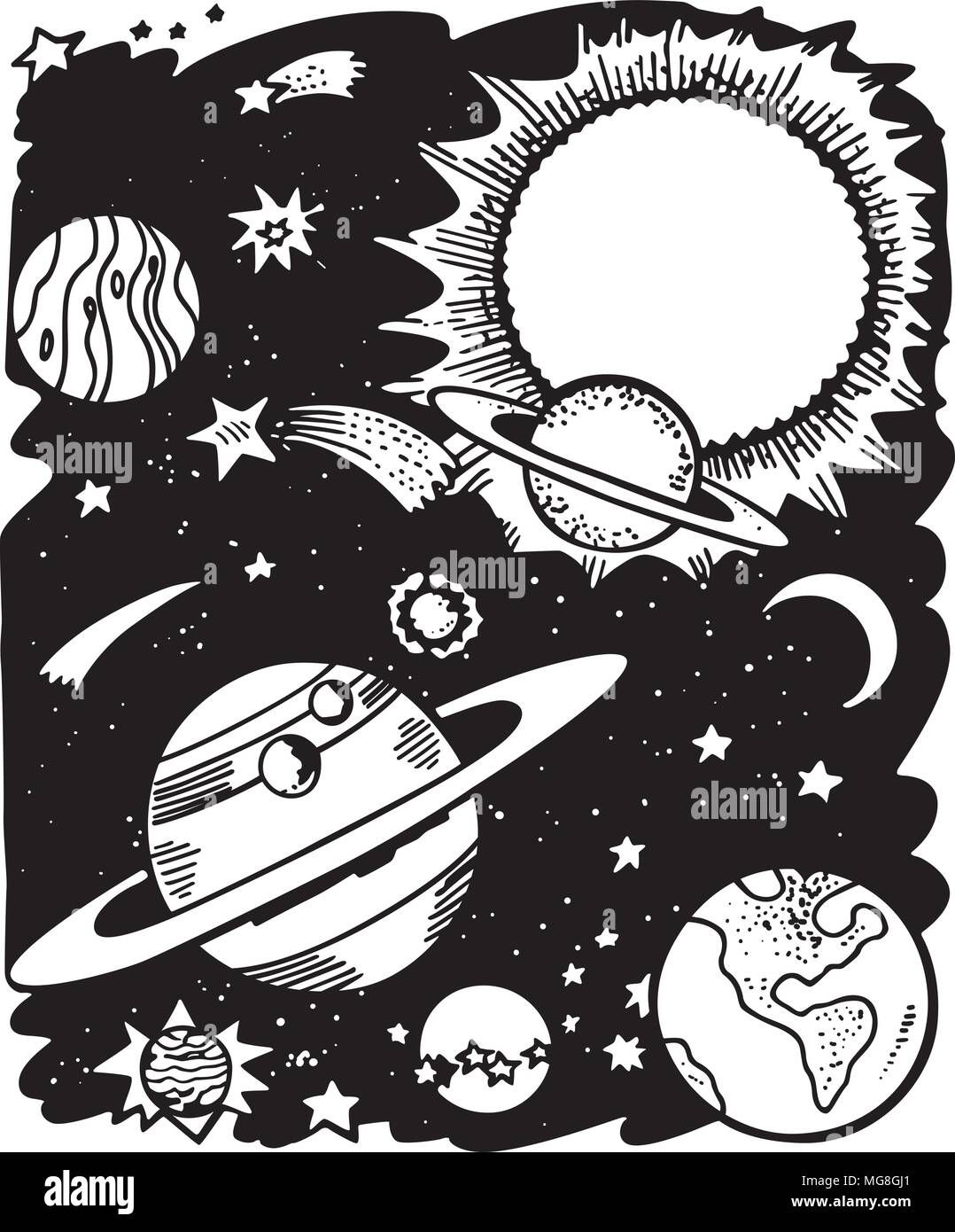 Wallpaper #PV7nMpMBborbLbczbmCQ47 Outer Space Retro Clipart Illustration Stock Vector Image Art Alamy