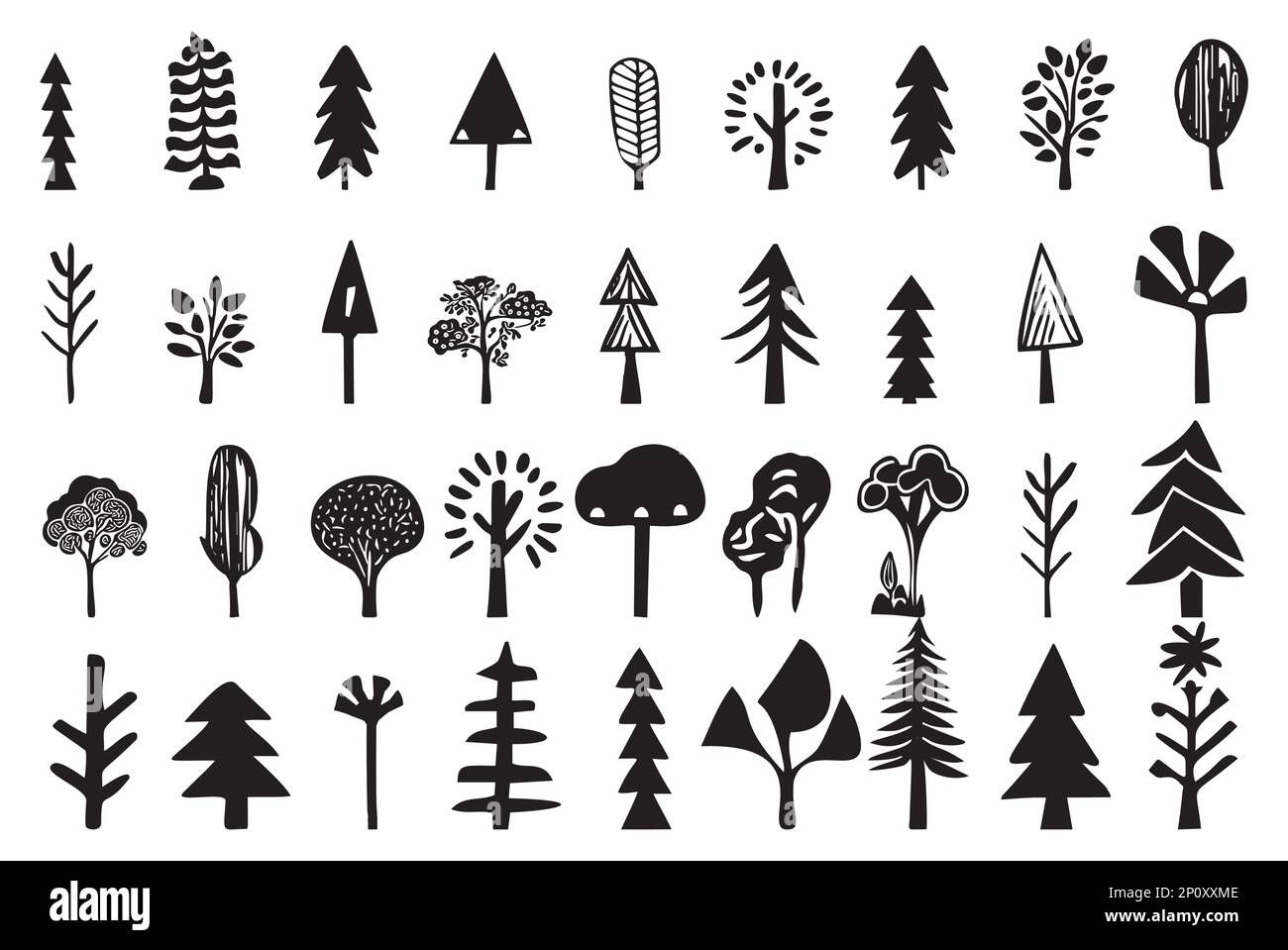 Wallpaper #lGcDC5MBSpphPi3-T9ct80 Set of Woodland Tree Vector Motifs Collection of Botanical Forest
