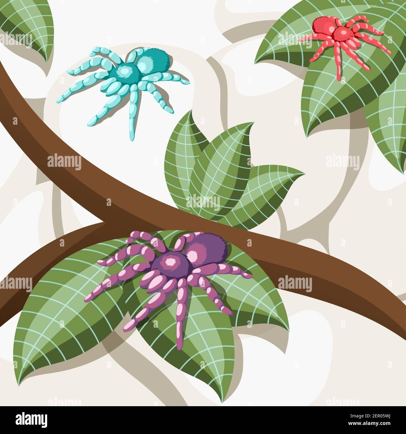 Wallpaper #9mdFCpMBSpphPi3-NNO03 Exotic Insect Isometric Background with Colorful Spiders Sitting on
