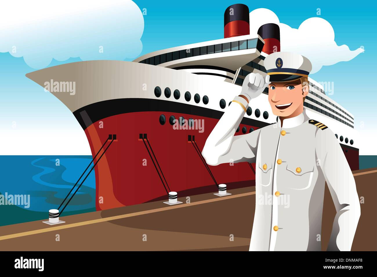 Wallpaper #sTGvNZMB5zzyi_yYOVfz399 A Vector Illustration of a Sailor in Front of a Big Ship Parked at the