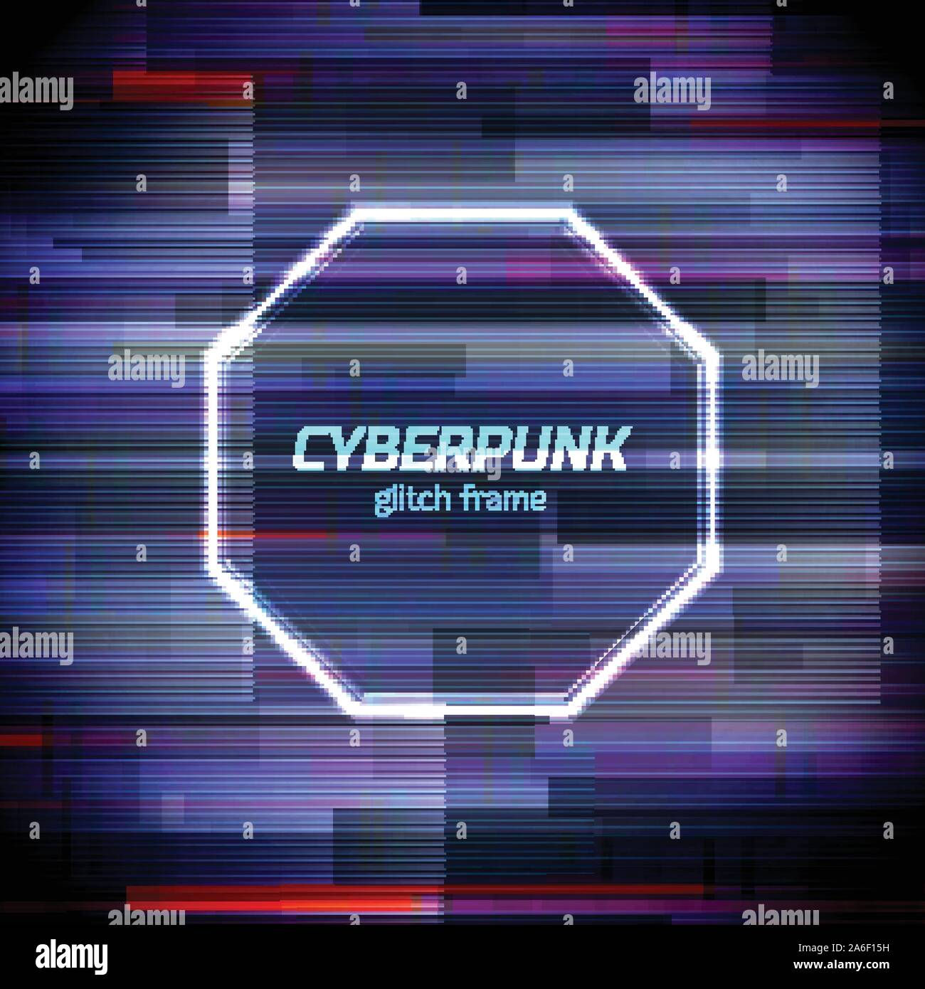 Wallpaper #-hnEHo8BtGB6xQ78cXnx19 Glitch Cyberpunk Frame with Technology Error and Neon Shape Stock