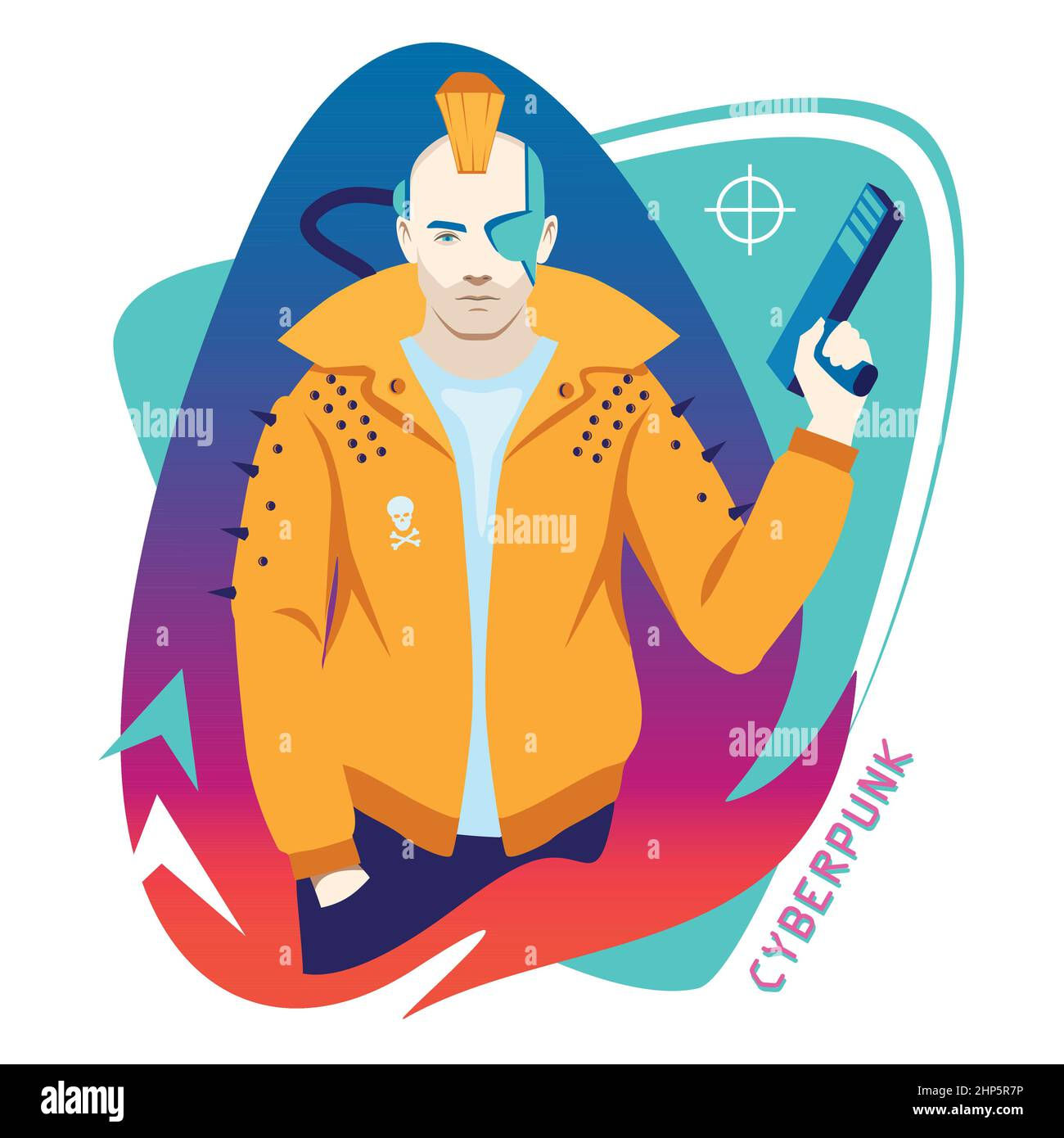 Wallpaper #gABY644BSdW8dNougBFN41 Cyberpunk Sci Fi Poster Colorful Vector Illustration Futuristic