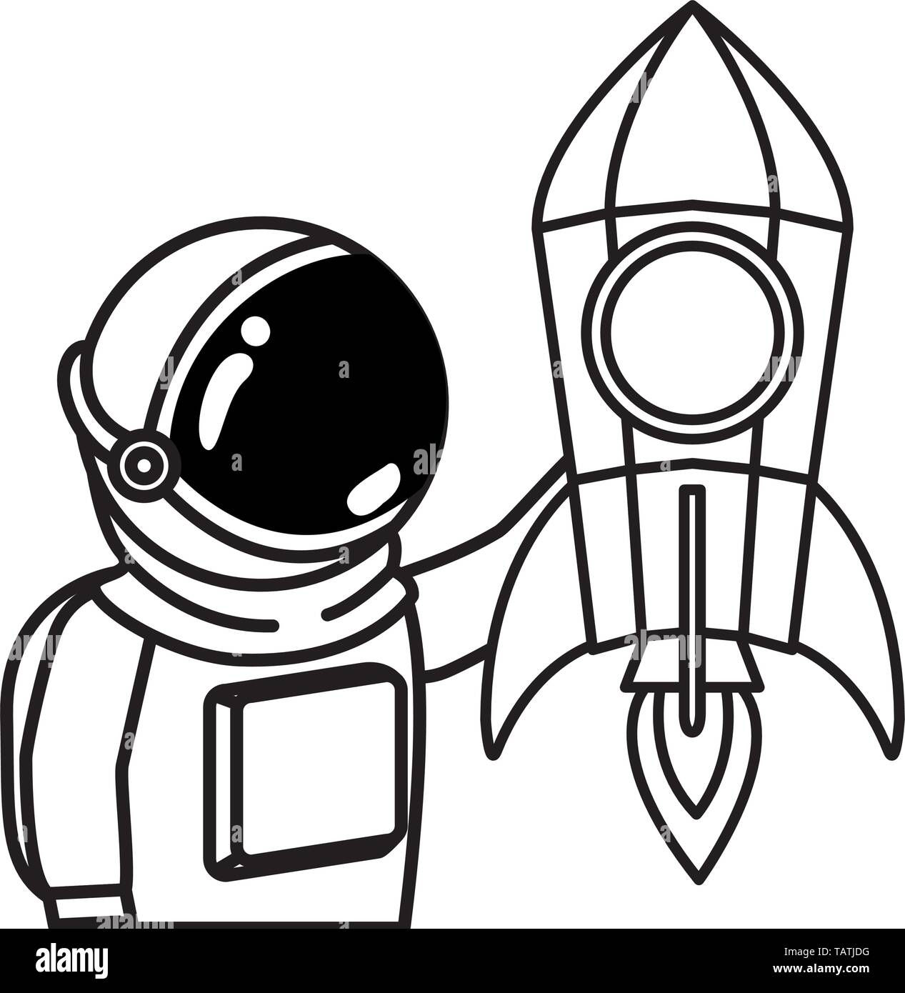 Wallpaper #e2eE_JIBSpphPi3-ZZiW365 Astronaut with Spacesuit and Rocket in White Background Stock Vector