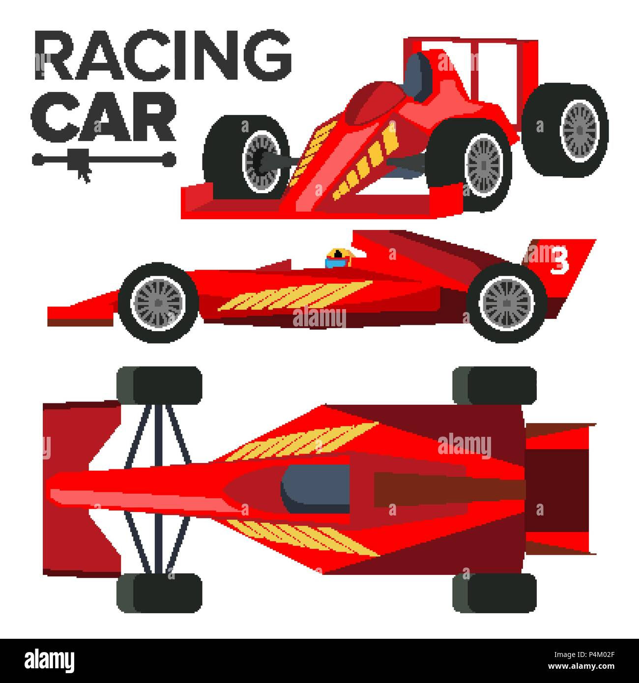 Wallpaper #omepDZMBSpphPi3-A-Z6184 Racing Car Bolid Vector Sport Red Racing Car Front Side Back View