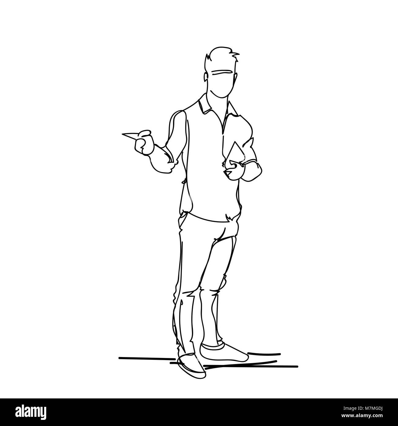 Wallpaper #nLgf2JIBJvJKYCmEN-Zo193 Doodle Business Man Point Finger Male Silhouette Sketch on White