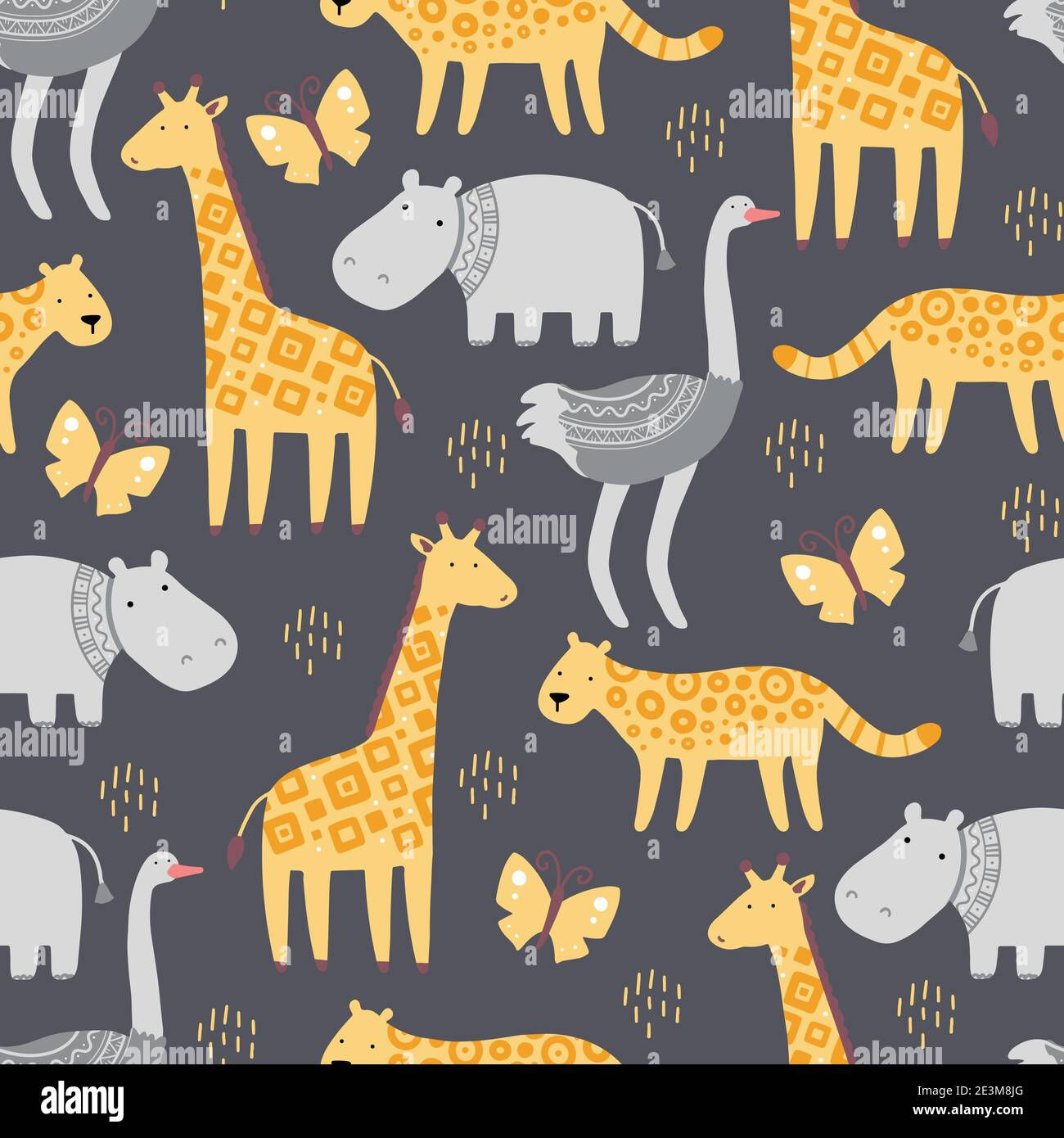 Wallpaper #Kx2eLJMBlOZrFDOkM8tF91 Seamless Pattern with Cute African Zoo Animals Flat and Simple Design