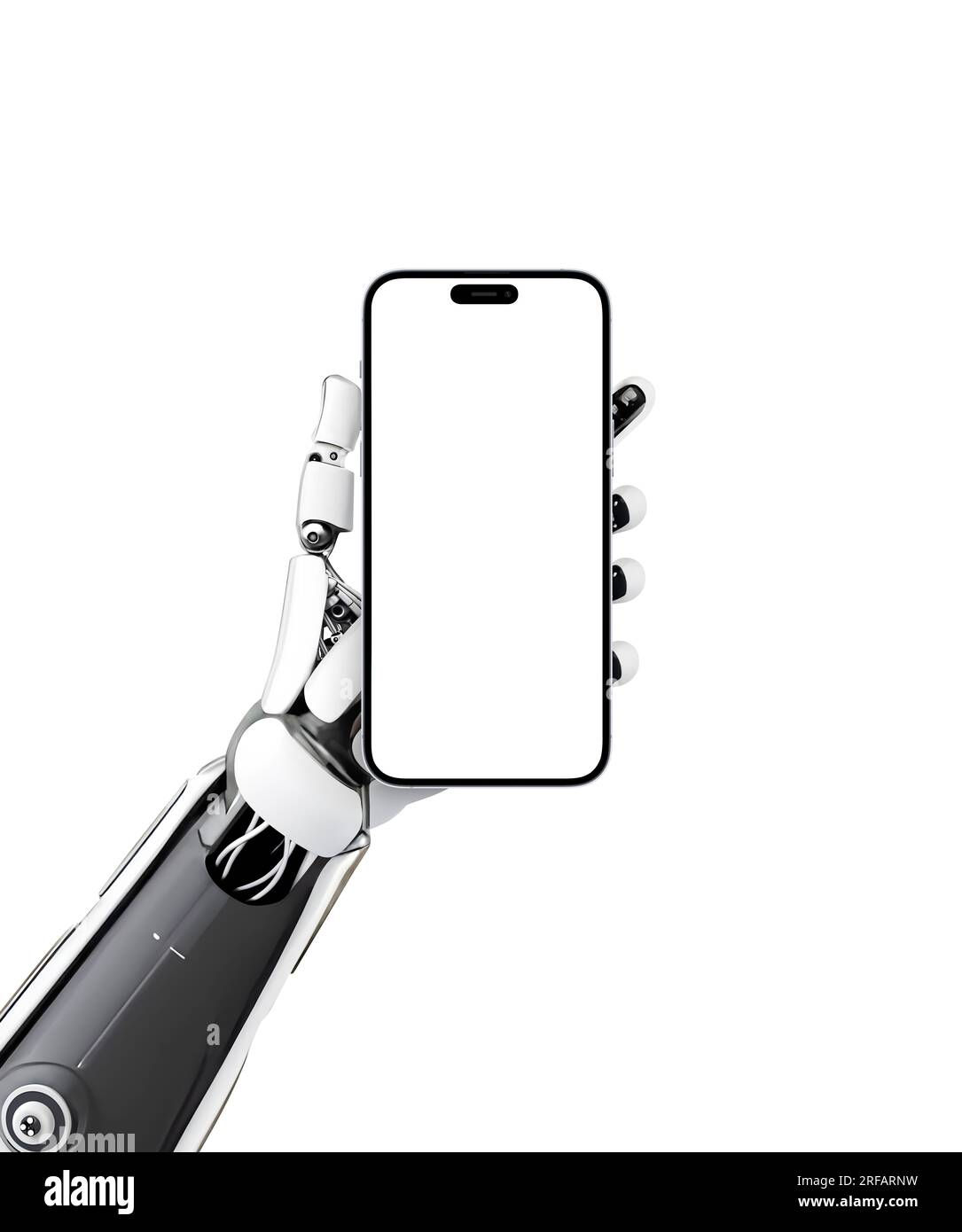 Wallpaper #w2h0G5MBSpphPi3-2R9s384 The Robotic Hand Hold Smart Phone with Isolated Screen for Mockup App