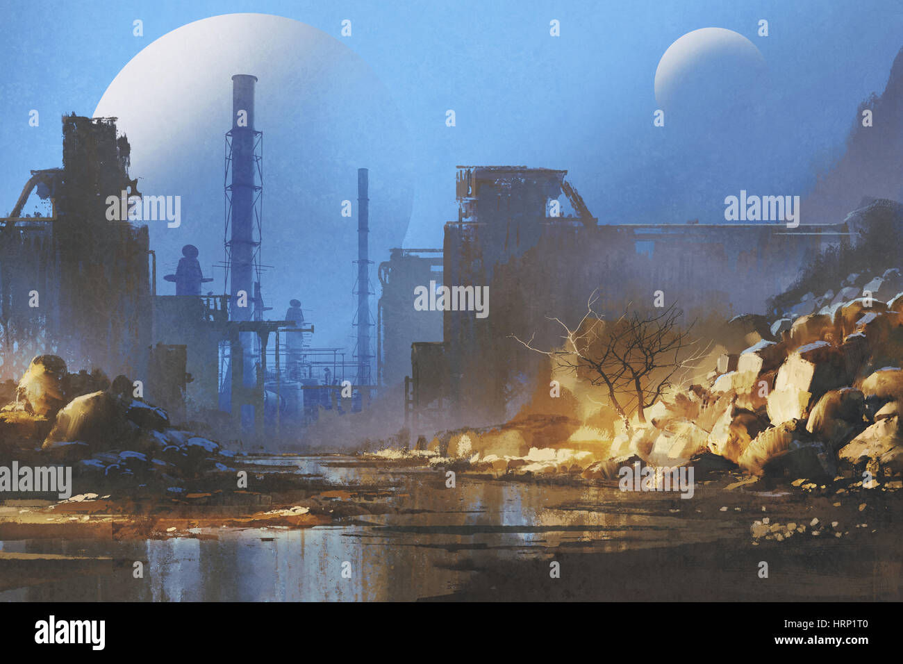 Wallpaper #GPSlOZMBKFX8bn3rdnf676 Sci Fi Scenery of the Way to Abandoned Industrial Buildings with
